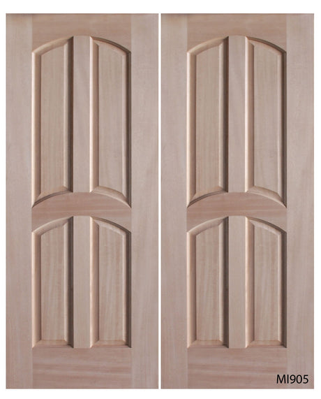 Interior double wood slab doors with flat panel design and clean lines
