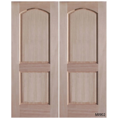 Interior double wood slab doors with modern panel design and clean look