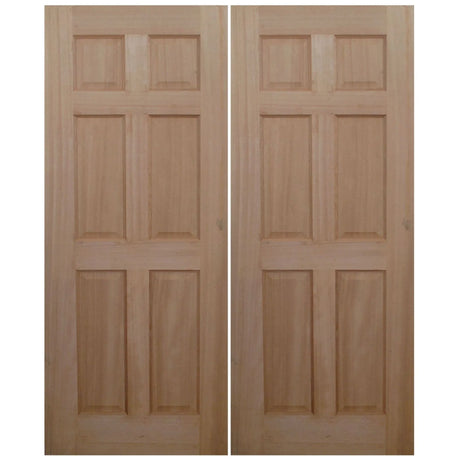 Double wood slab doors unstained