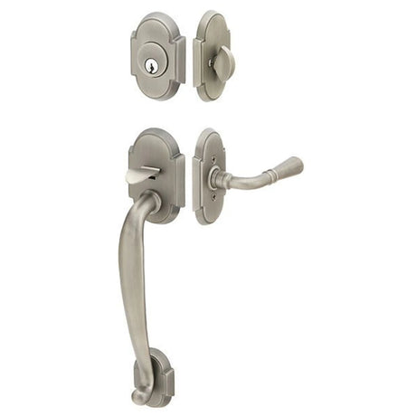 Front entry door handle set with deadbolt and grip handle, front door hardware