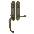Front entry door handle set with deadbolt and grip handle, exterior door hardware, front view