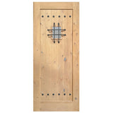 Exterior solid wood slab entry door with classic panel design, front view