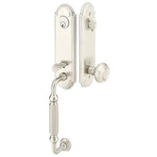 Premium front door handle set with deadbolt and designer grip handle, exterior hardware