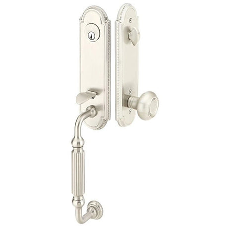 Premium front door handle set with deadbolt and designer grip handle, exterior hardware
