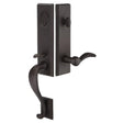 Front entry door handle set with deadbolt and grip handle, exterior door hardware, front view