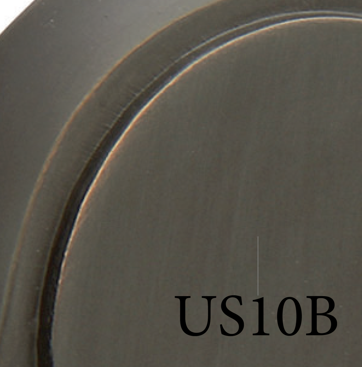 Close-up of ribbon and reed door handle finish in oil rubbed bronze showing dark textured surface