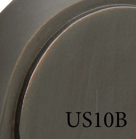 Close-up of ribbon and reed door handle finish in oil rubbed bronze showing dark textured surface