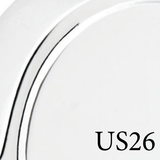 Close-up of door handle finish in polished chrome showing reflective metal surface