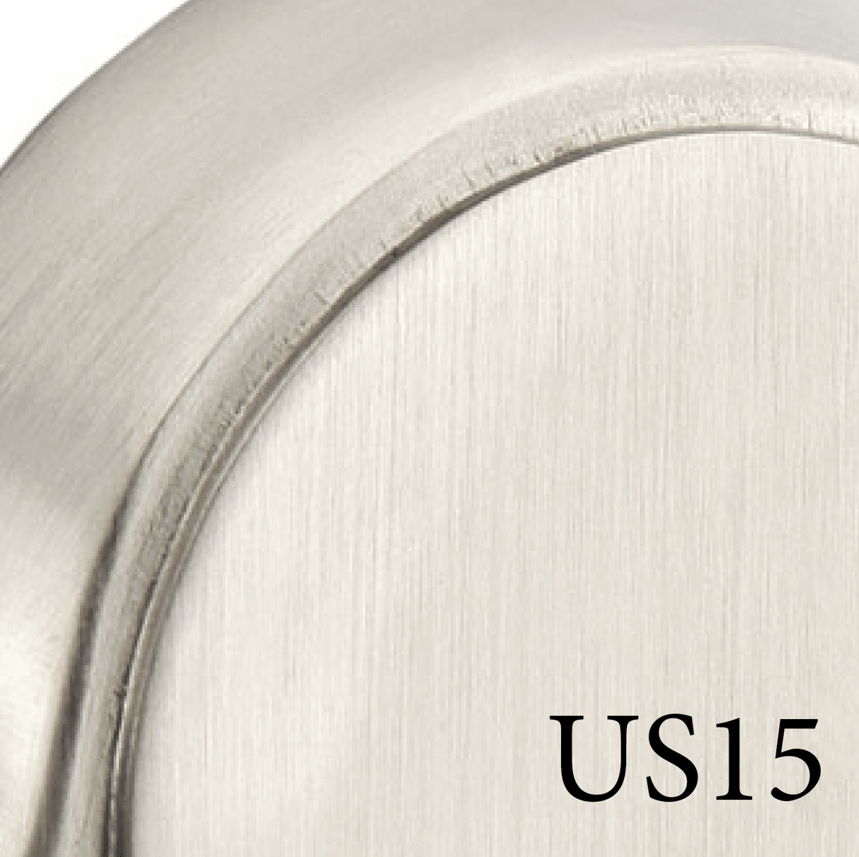 Close-up of ribbon and reed door handle finish in satin nickel showing smooth brushed metal texture