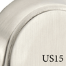 Close-up of ribbon and reed door handle finish in satin nickel showing smooth brushed metal texture