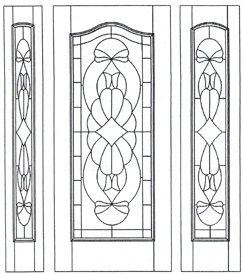 Illustration of solid wood slab entry door showing panel layout and design