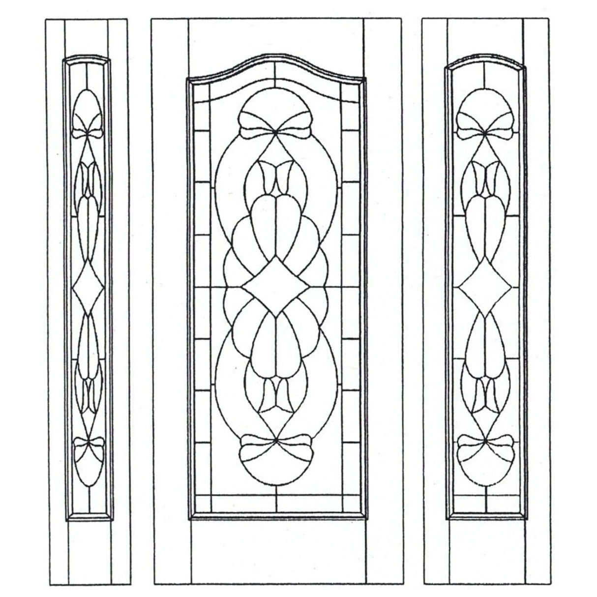 Illustration of solid wood slab entry door showing panel layout and design