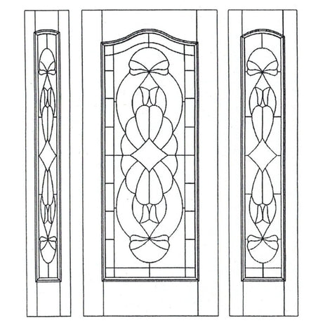 Illustration of solid wood slab entry door showing panel layout and design