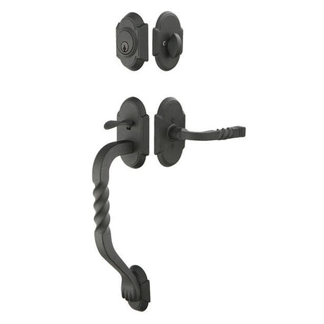 Premium front door handle set with deadbolt and designer grip handle, exterior hardware