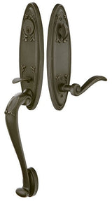 Premium front door handle set with deadbolt and designer grip handle, exterior hardware