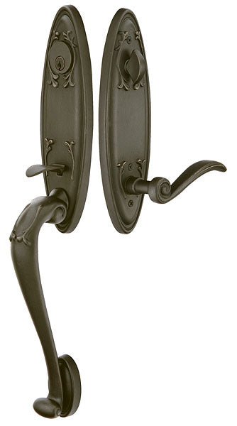 Premium front door handle set with deadbolt and designer grip handle, exterior hardware