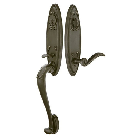 Premium front door handle set with deadbolt and designer grip handle, exterior hardware