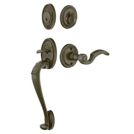 Premium front door handle set with deadbolt and designer grip handle, exterior hardware