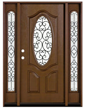 Load image into Gallery viewer, Fiberglass Door Iron Scroll Work Rain Glass  FD800W