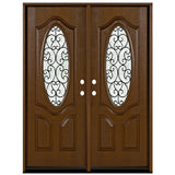 Fiberglass Door Iron Scroll Work Rain Glass  FD800W