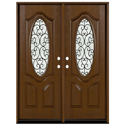 Fiberglass Door Iron Scroll Work Rain Glass  FD800W